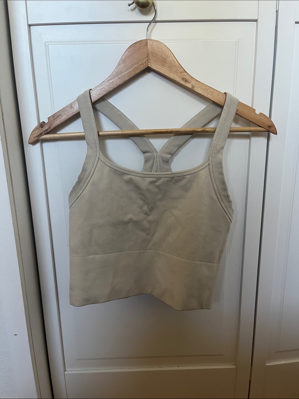 Athleta Seamless Ribbed Cropped Tank - Cream